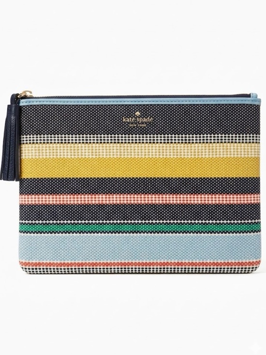 kate spade Handbags - Kate Spade Ash Street Boardwalk Stripe Large Tassel Pouch Clutch
